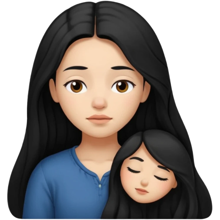 Portugal girl black long hair sleepy êtes emoji