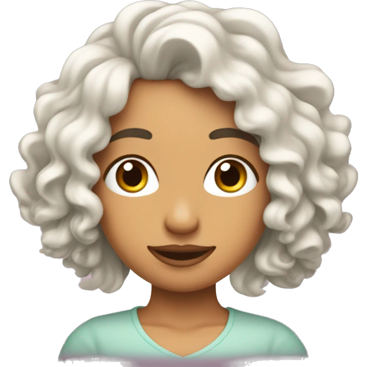 Hada de pelo rizado con un tulipán emoji