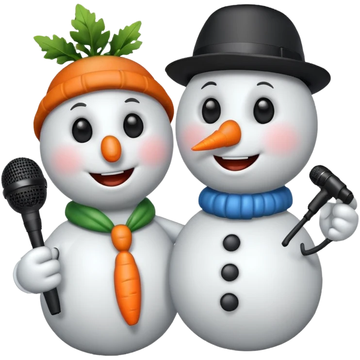 snowmen with microphone emoji