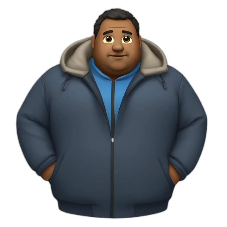 fat guy in a small coat emoji
