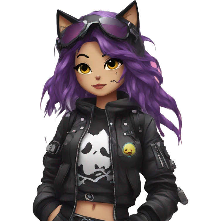 Edgy Cartoon Anime Punk Techwear Catgirl emoji