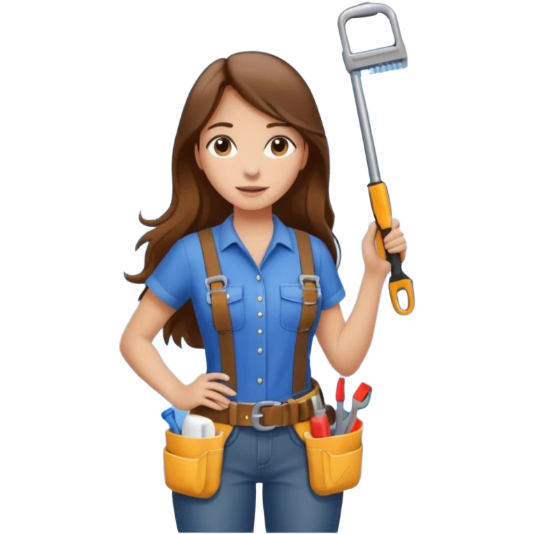 beautiful girl with long brown hair constructing new bathroom area with new shower and amenities  emoji