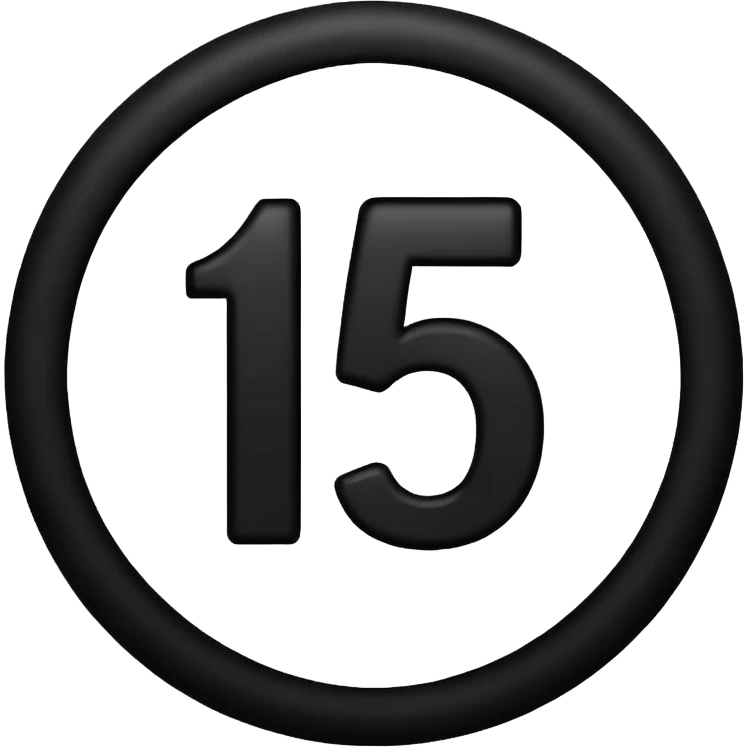 The number 15 in a black circle emoji