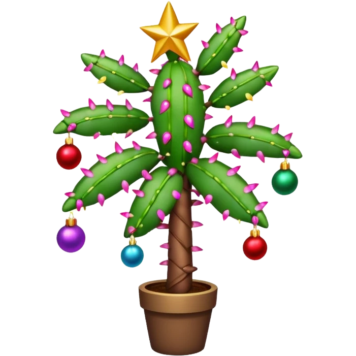 christmas cactus decorated like a tree emoji