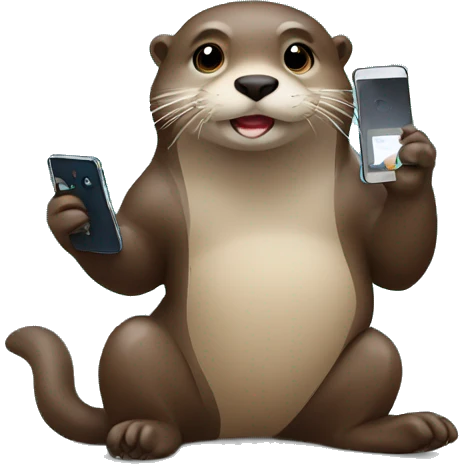 Otter chilling with phone emoji