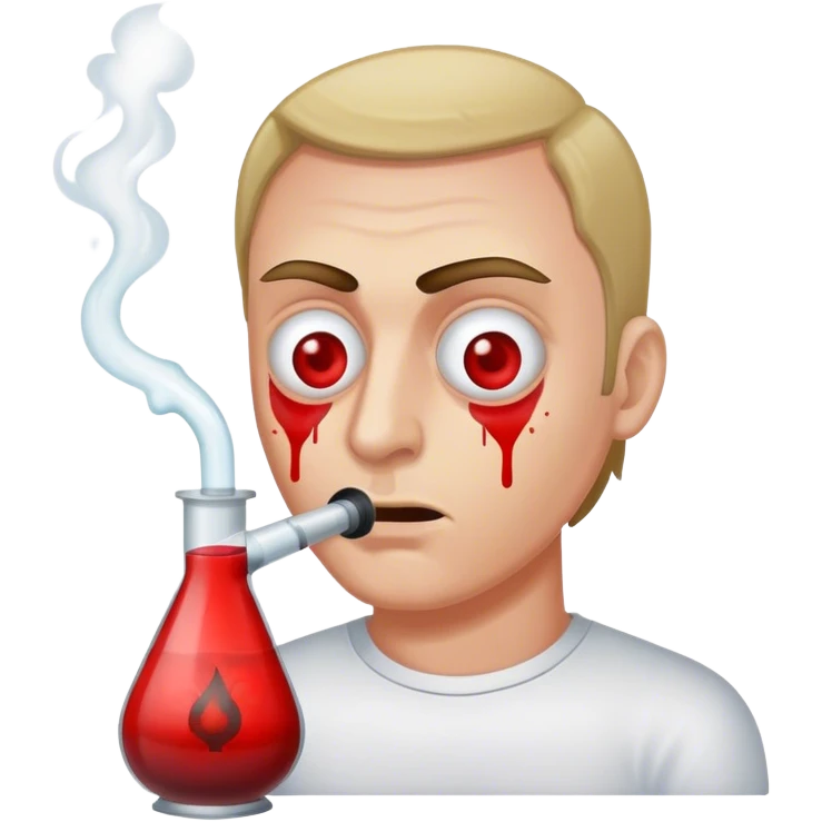 Guy with bloodshot eyes hitting a bong emoji