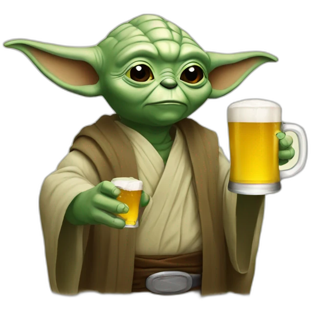 Yoda drinking beer emoji