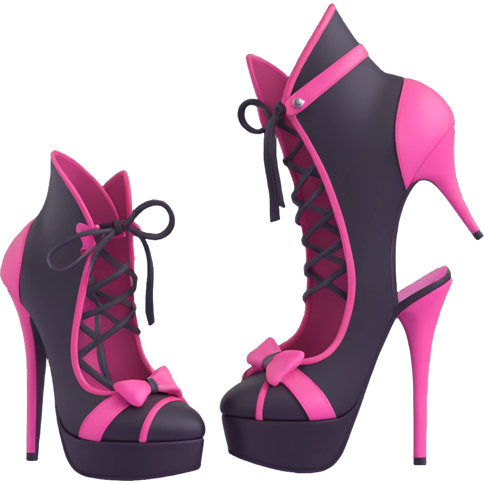 BLACKPINK-inspired gothic shoes, no hearts, black and pink, cute  emoji