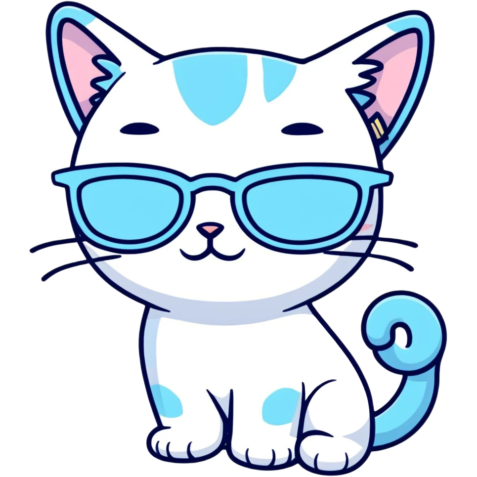 cat-eye pastel blue glasses with slight shimmer emoji
