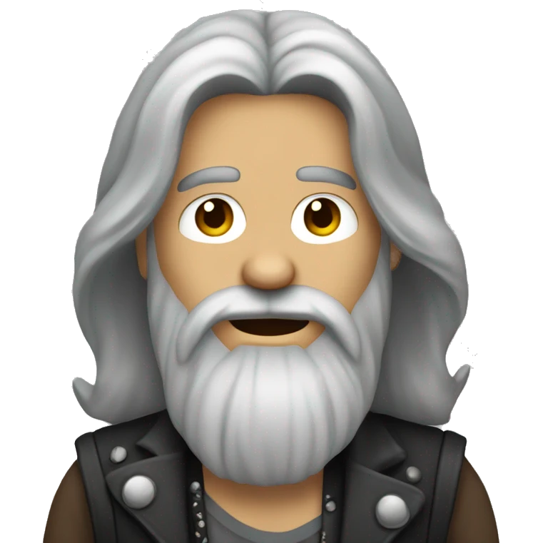 long dark gray haired rocker guy with full beard emoji