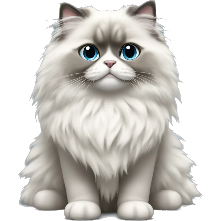 Fluffy full body ragdoll with grey face  emoji