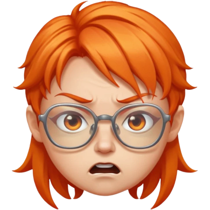 angry fairy with orange hair and big squared glasses emoji