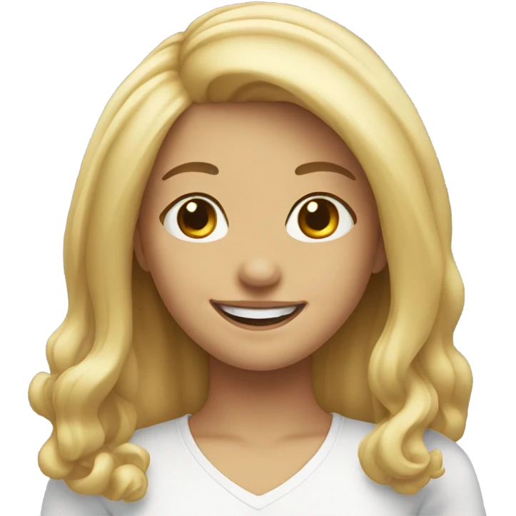 smiling girl with medium length blonde hair emoji