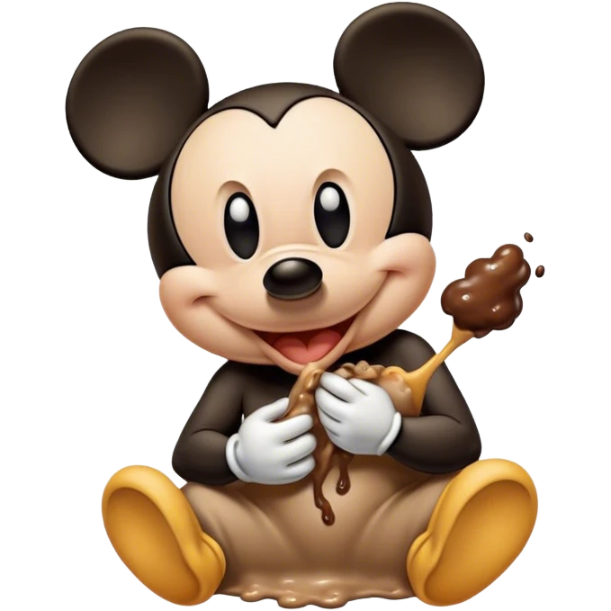 Mickey Mouse, eating poop emoji