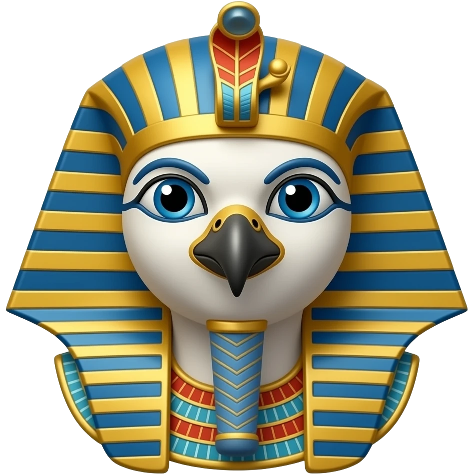 egyptian god horus with falcon face and head, eye of horus, feather head dress emoji