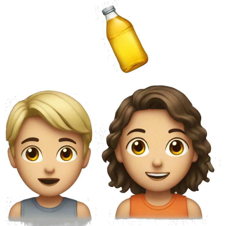  The girl tells the boy I want to drink emoji