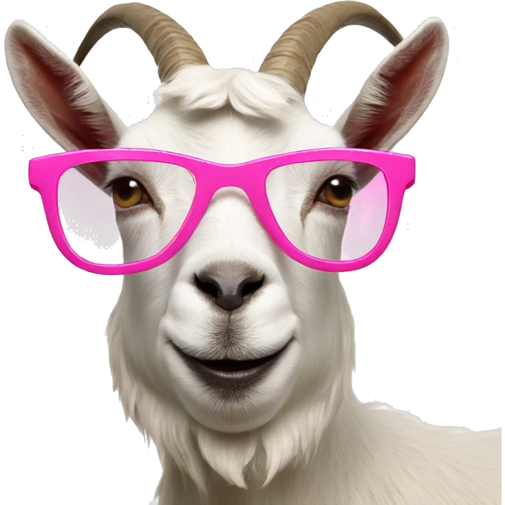 goat with pink sunglasses white background emoji