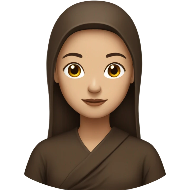 female monk with long brown straight hair emoji