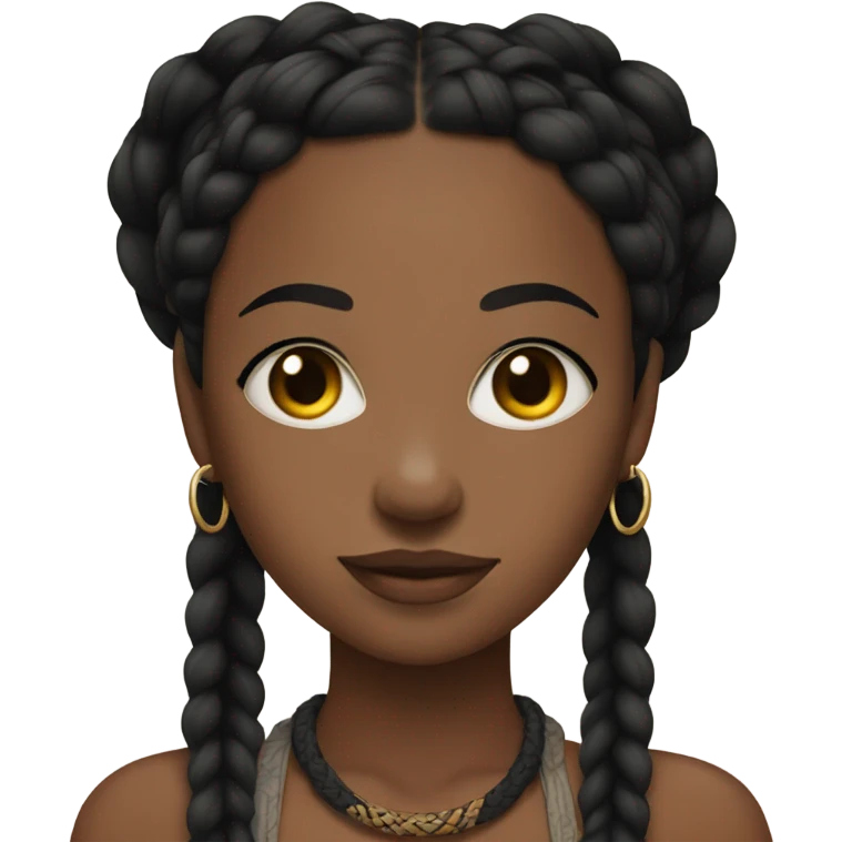black woman with black boho braids and crop top no necklace  emoji