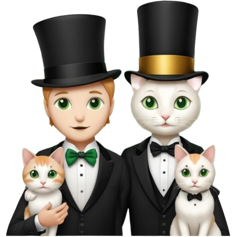 magician couple and their pet cat emoji