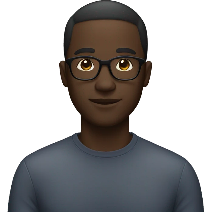 dark-skinned man with glasses and short hair emoji