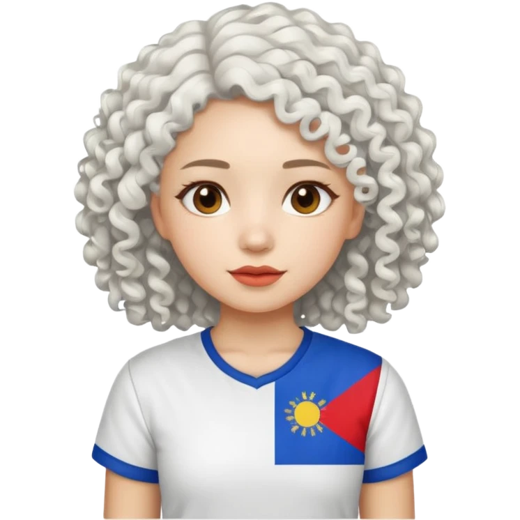 white curly hair girl pinoy flag emoji