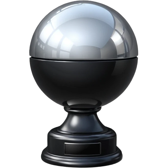 Black Trophy with a silver mirror ball on top emoji
