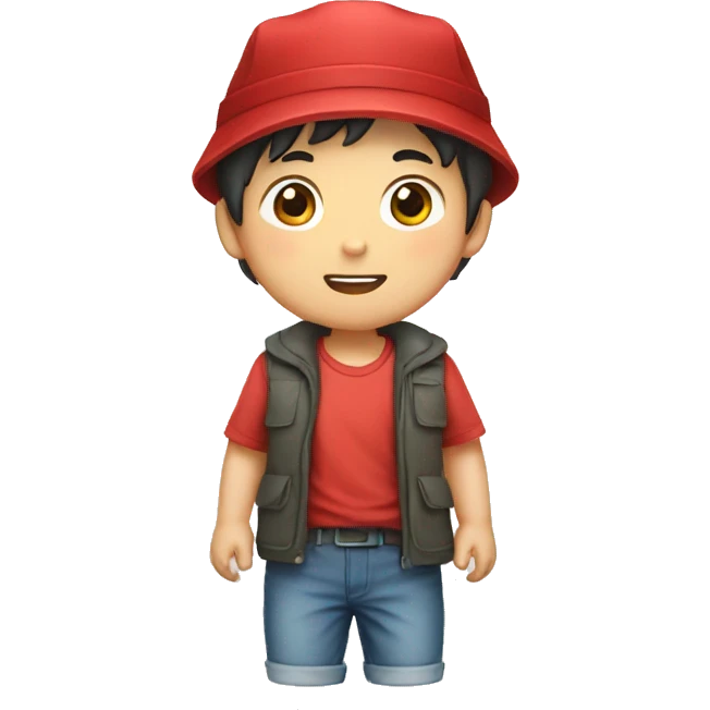korean boy with red hat emoji