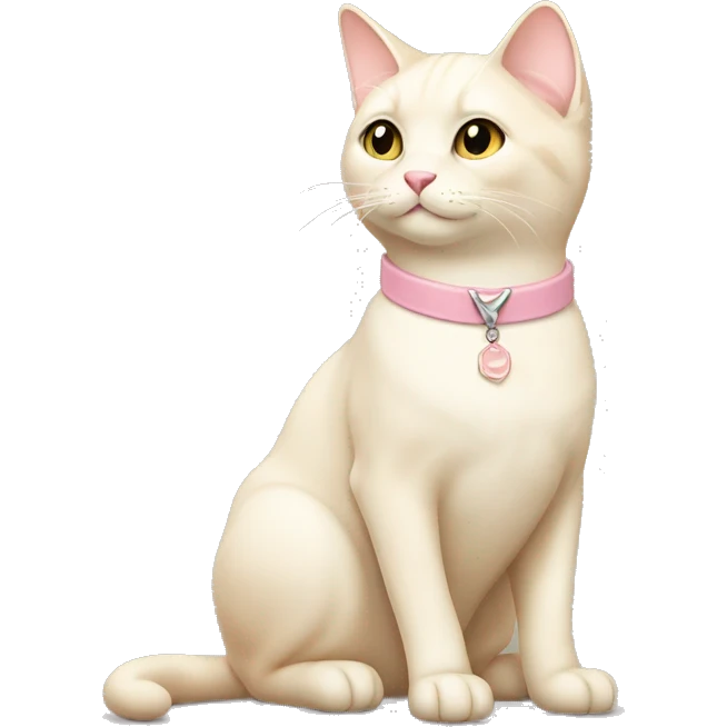 cream cat with light pink collar sitting emoji