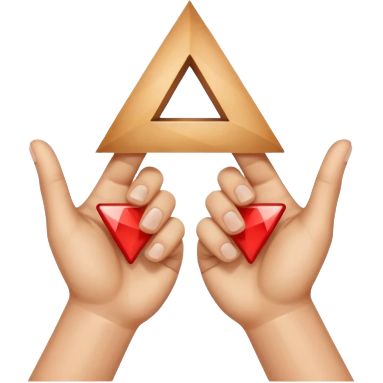Similar to the heart hands emoji, this emoji should show a triangle created by the fingers of the hands where the two thumbs form the first side of the triangle and the remaining four fingers of each hand create one side each emoji