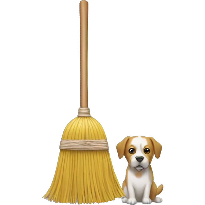 Broom with a dog head emoji