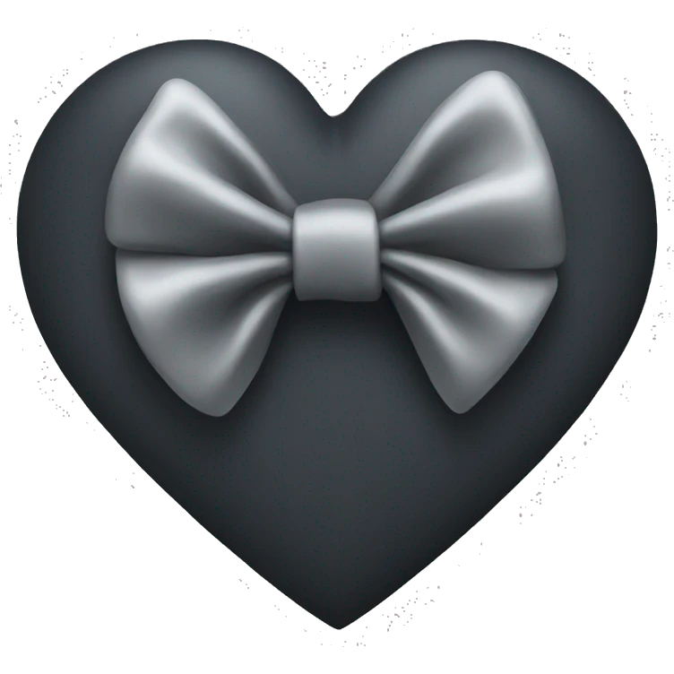Black heart with big grey bow emoji