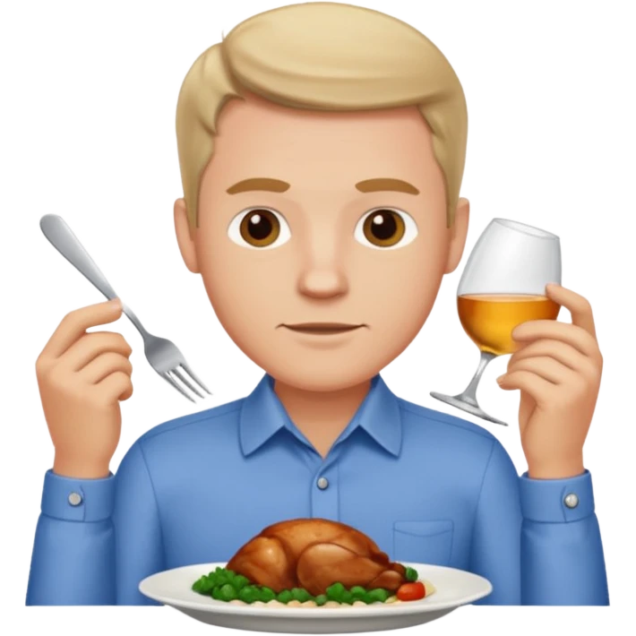 WHITE MAN HAVING DINNER emoji
