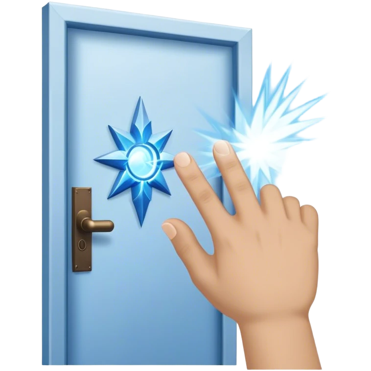A closed door with a hand knocking on it. Because success isn’t about waiting—it’s about knocking until someone answers.blue power magic on knocking emoji
