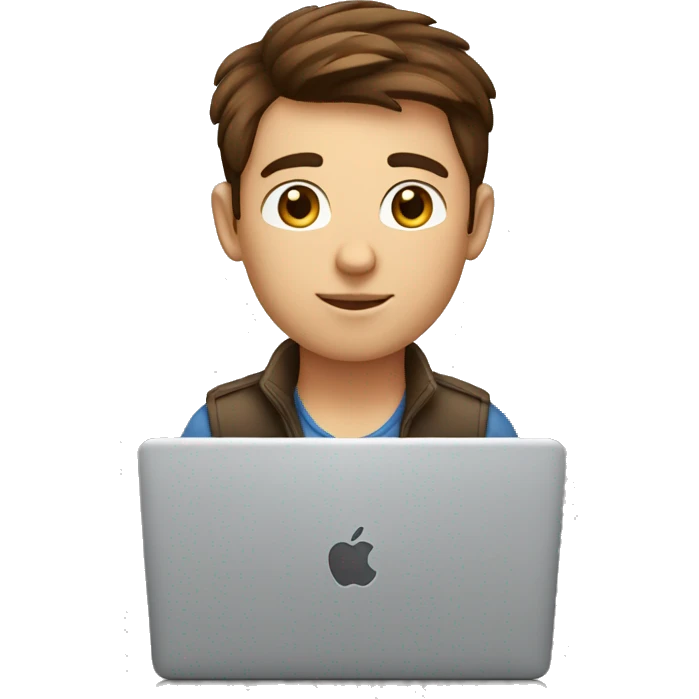 handsome brown hair boy white working on a macbook emoji