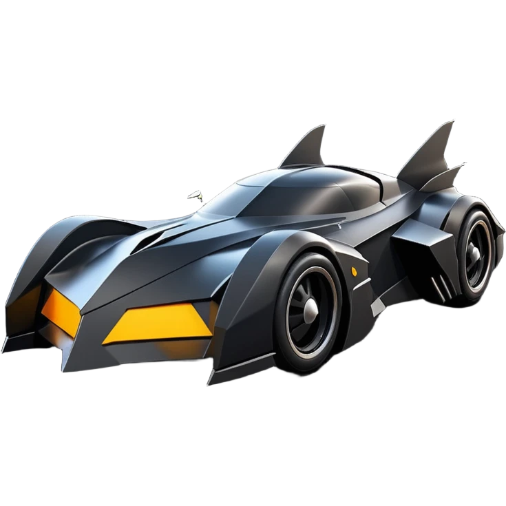  the animated series aerodynamic dark futuristic concept Batmobile loosely based on 1966 Cadillac roadster(flat long straight faceted mechanical body) winged stealthy street hot rod  emoji