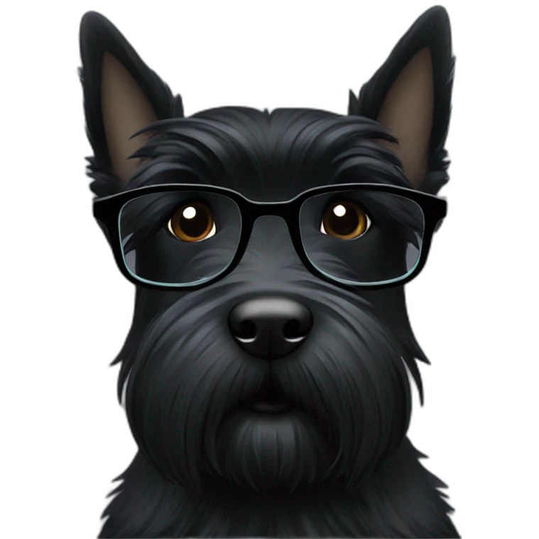 black Scottish terrier glasses black emoji
