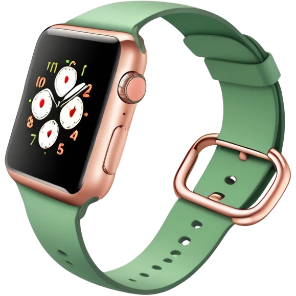 rose gold apple watch with green band emoji