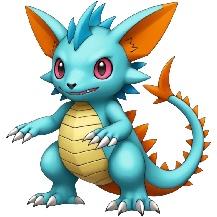 randomly-colored edgy kawaii Fakémon-Pokémon-Digimon-creature (full body) emoji
