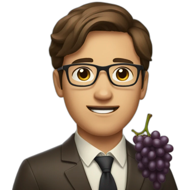 Classy short-brown-haired, bitter, bespectacled young man throwing grapes emoji