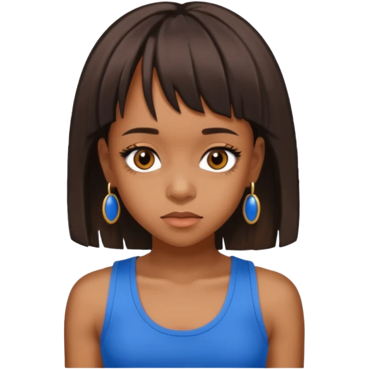 Lisa Left Eye Lopes brown eyes dark brown hair, blue tank top emoji