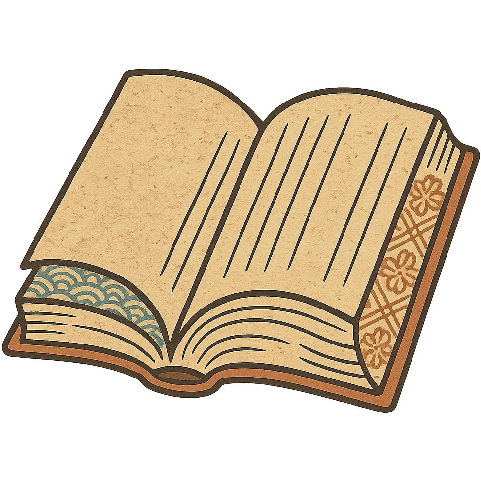 book emoji, classic Japanese ukiyo-e style emoji