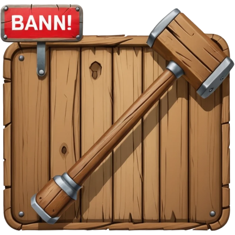 Banhammer with sign BAN! emoji
