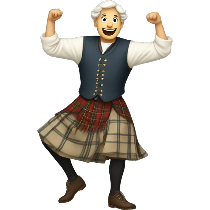 Dancing man in traditional Scottish clothes emoji