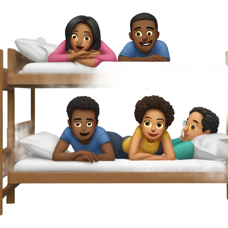 5 people in upper bunk bed  emoji