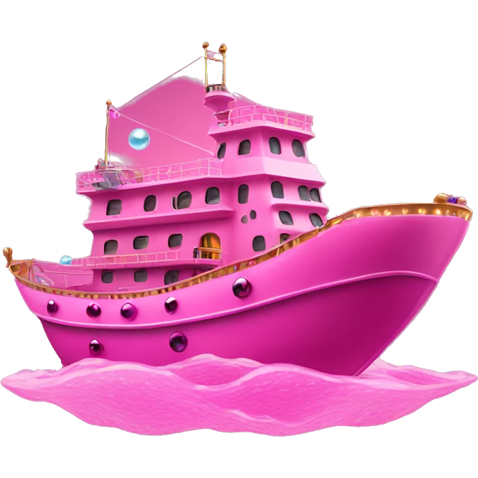Pink ship In water with Disco Balls  emoji