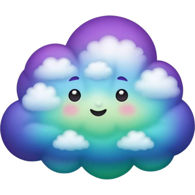 purple and green and blue gradient fluffy cloud no face emoji