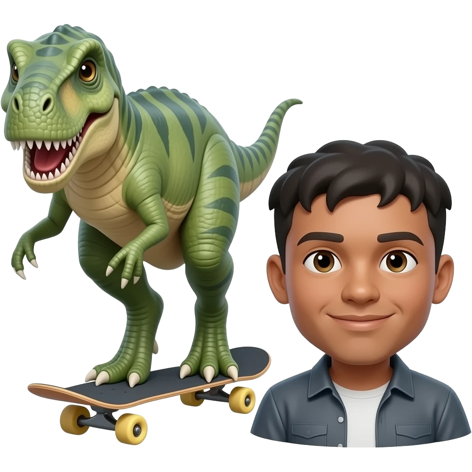 dinosaur on skateboard with a  black person on the side emoji