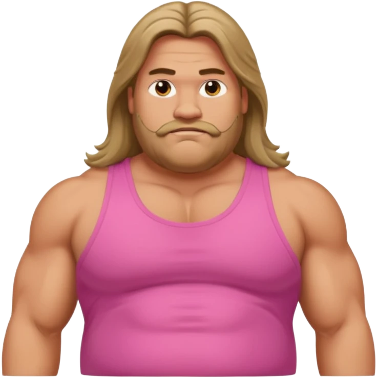 Long hair fat muscle men in pink tank top emoji