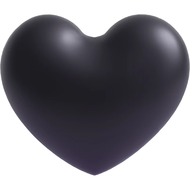 Chanel heart, elegant, glossy, black and white emoji